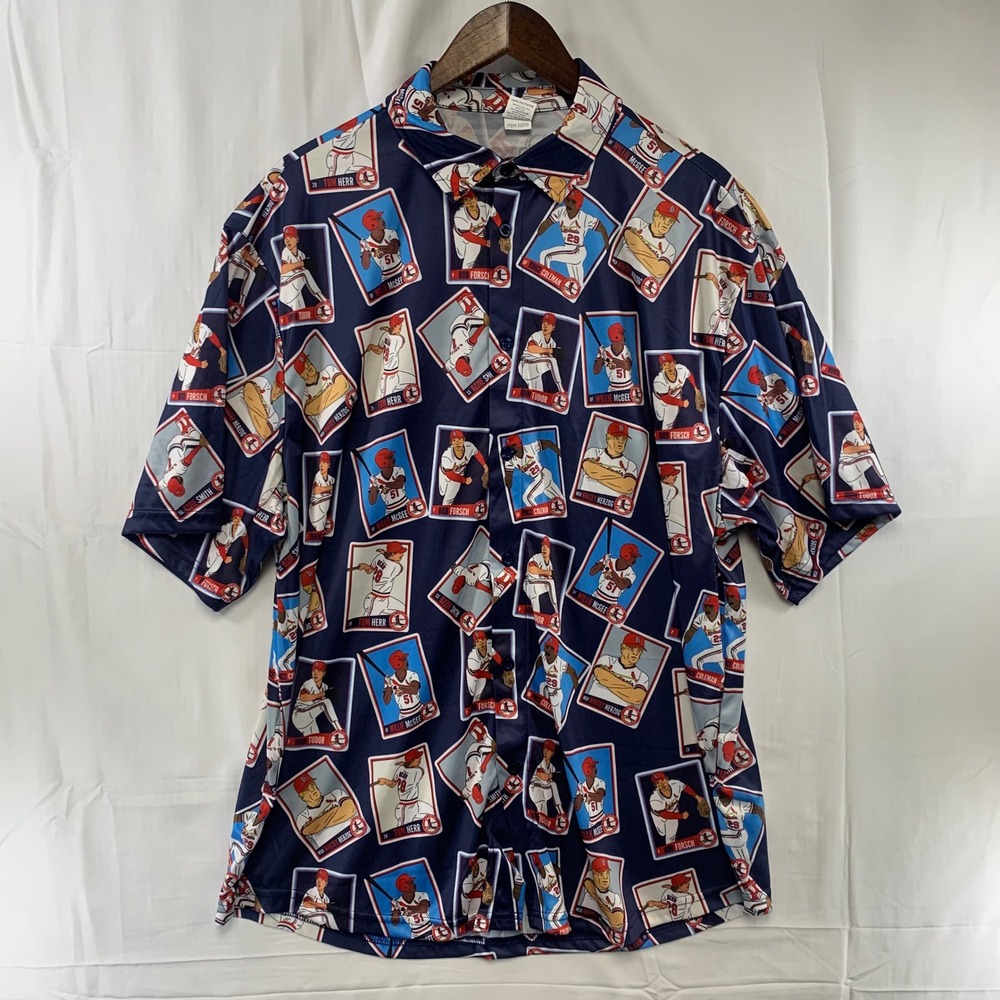 St. Louis Cardinals Baseball Card Shirt Mens XL Navy Blue All Over Print MLB